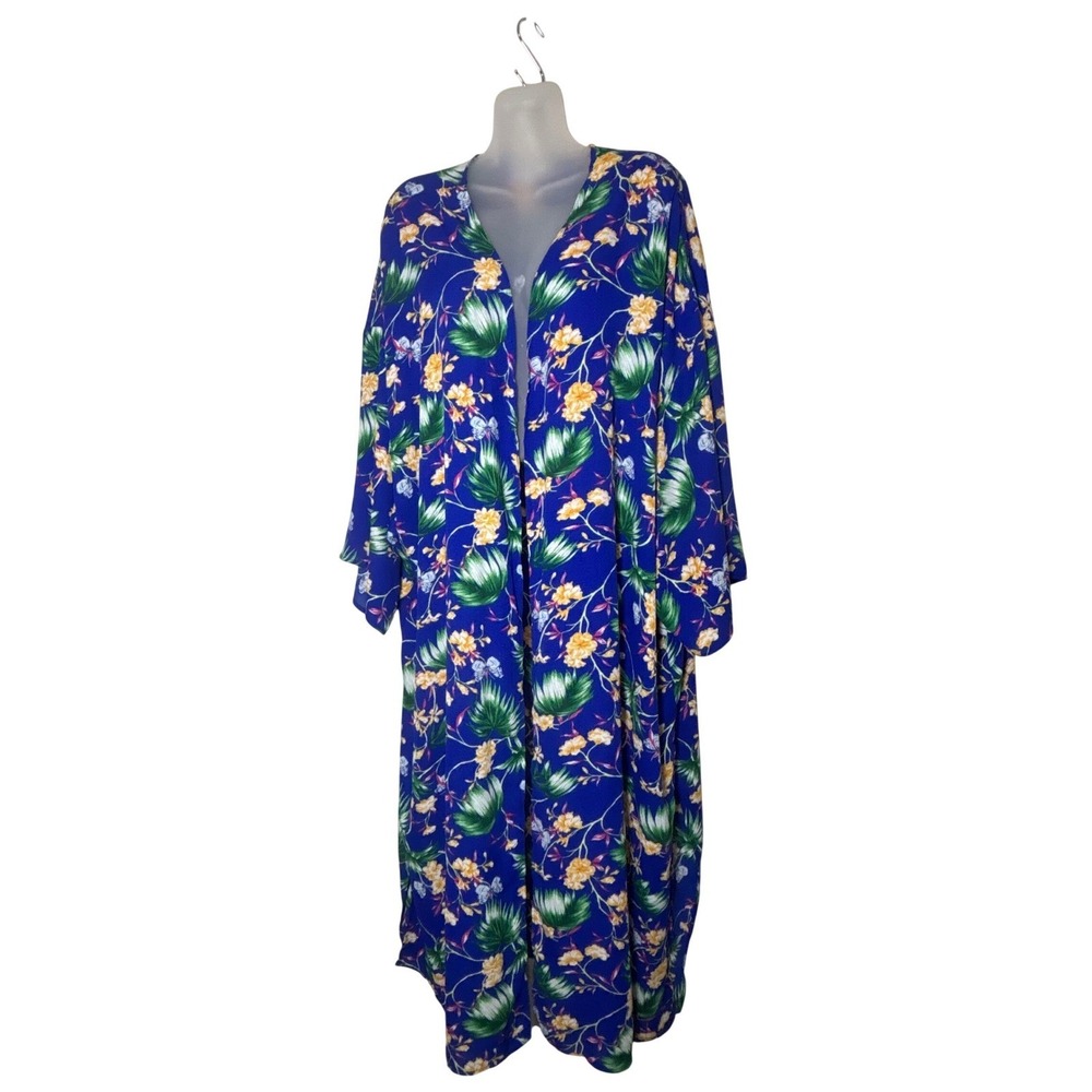 The Pioneer Woman Blue Floral Long Sleeve Duster Kimono‎ XXL/XXXL NWT